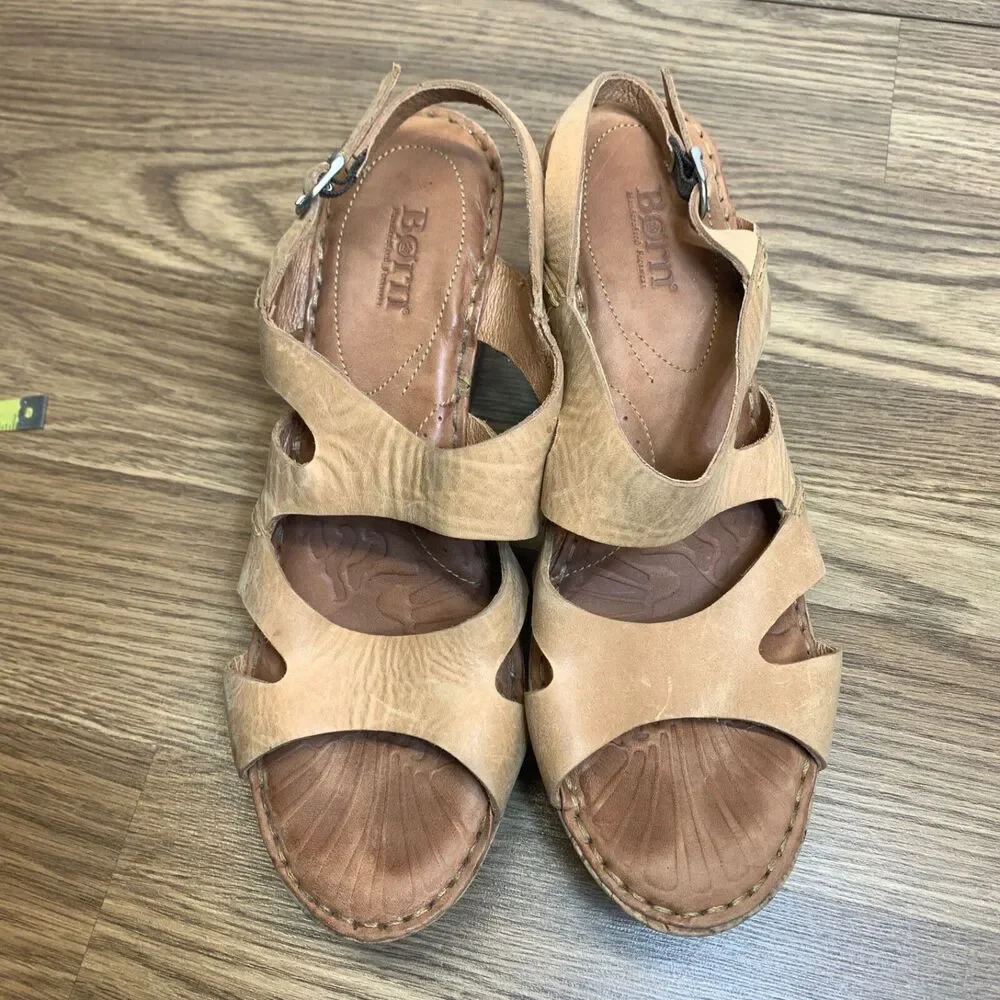 Born Multicolor‎ Cork Wedge Heel Leather Sandals - Size 11 EU 43